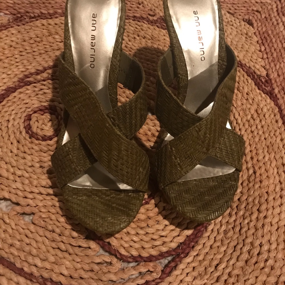 Ann Marino Platform Slip On Mule Cork Heel Sandal